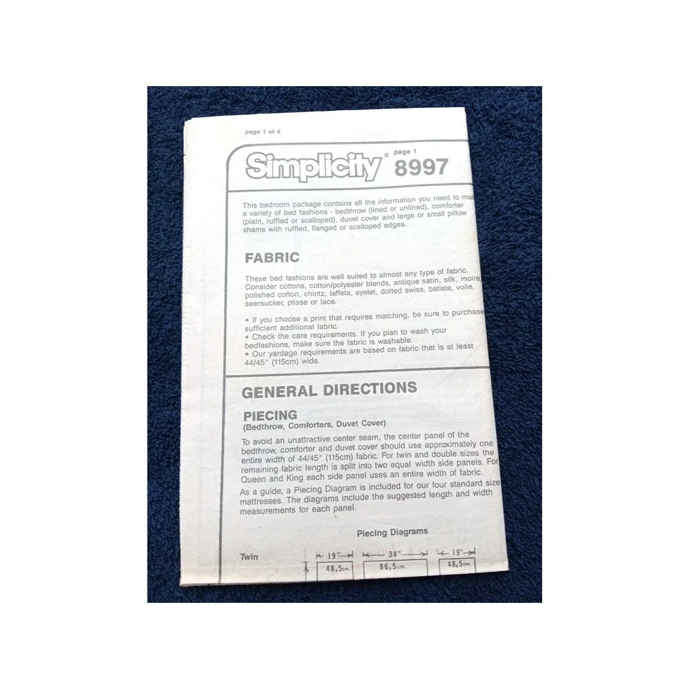 Simplicity House 8997 Bed‎ Covers Pillows & Shams Sewing Pattern UNCUT